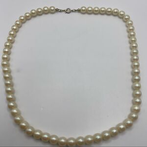 Faux Pearl Necklace with Gold Toned Clasp - 18 Inch Faux Pearl Costume Fashion